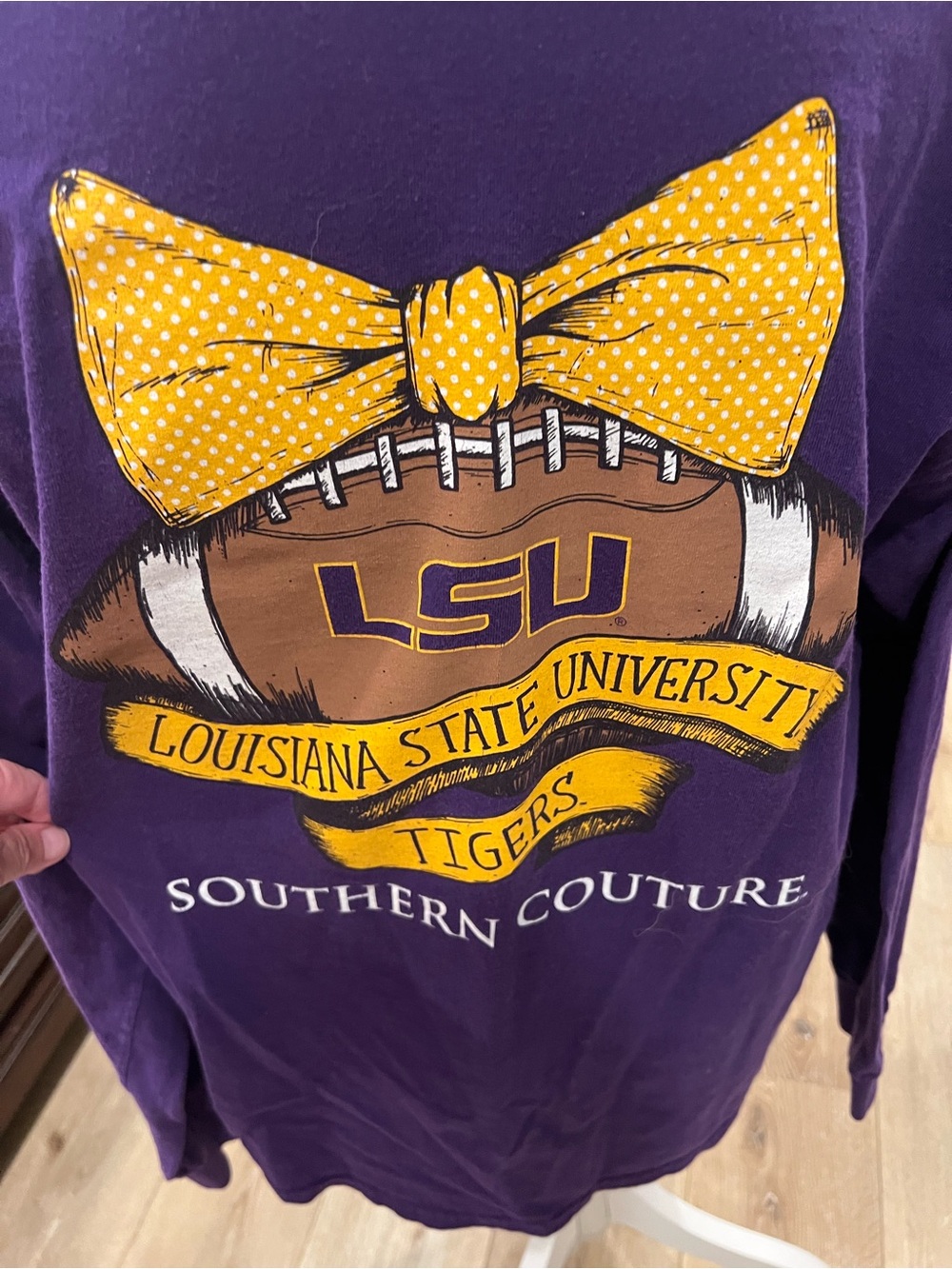 Southern Couture LSU Long Sleeve Tee in Purple and Gold
